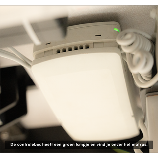 2c. | Controleer of de controlebox werkt door te kijken of het groene lampje brandt. Brandt het niet? Volg 2d. Brandt het wel? Volg 2e.