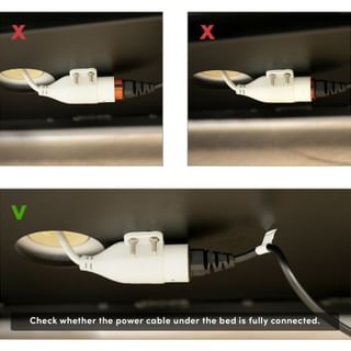 2d. | Check underneath the base plate whether the sofa’s power cable is properly connected.